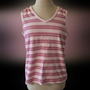 Prospirit Sleeveless Striped Pink and White Women's Top